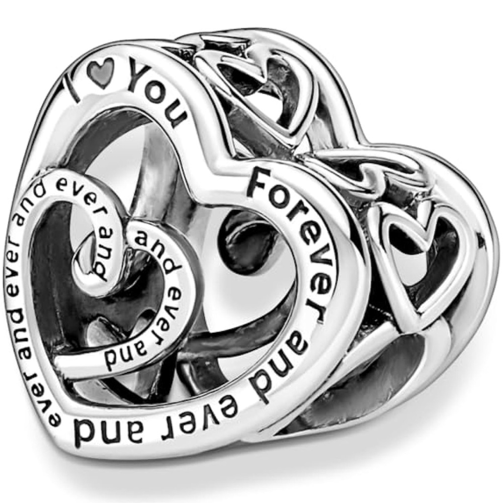 NWOT Love You Mom Entwined Infinite Hearts Charm Jewelry Silver 925